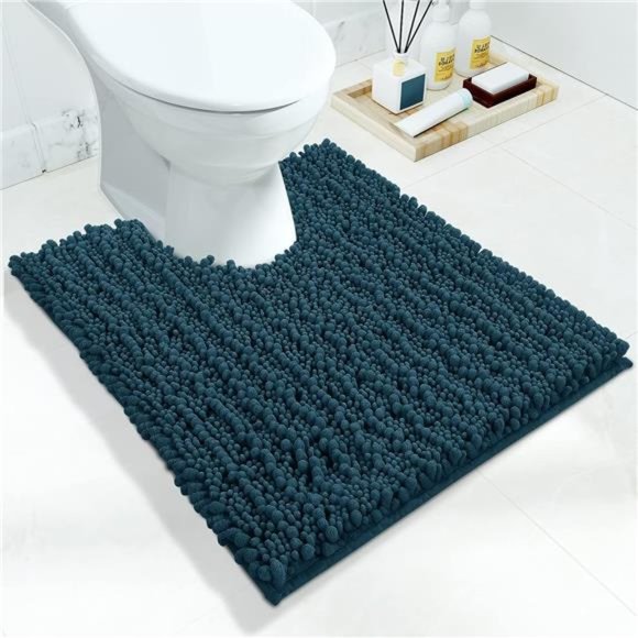 Luxury Shaggy Toilet BathMat U-Shaped Contour Rugs for Bathroom,24.4X20.4 Inches - Picture 1 of 6